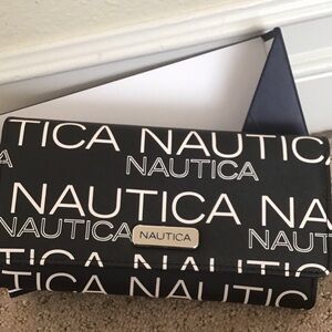 Nautica Black and White Logo Clutch Wallet
